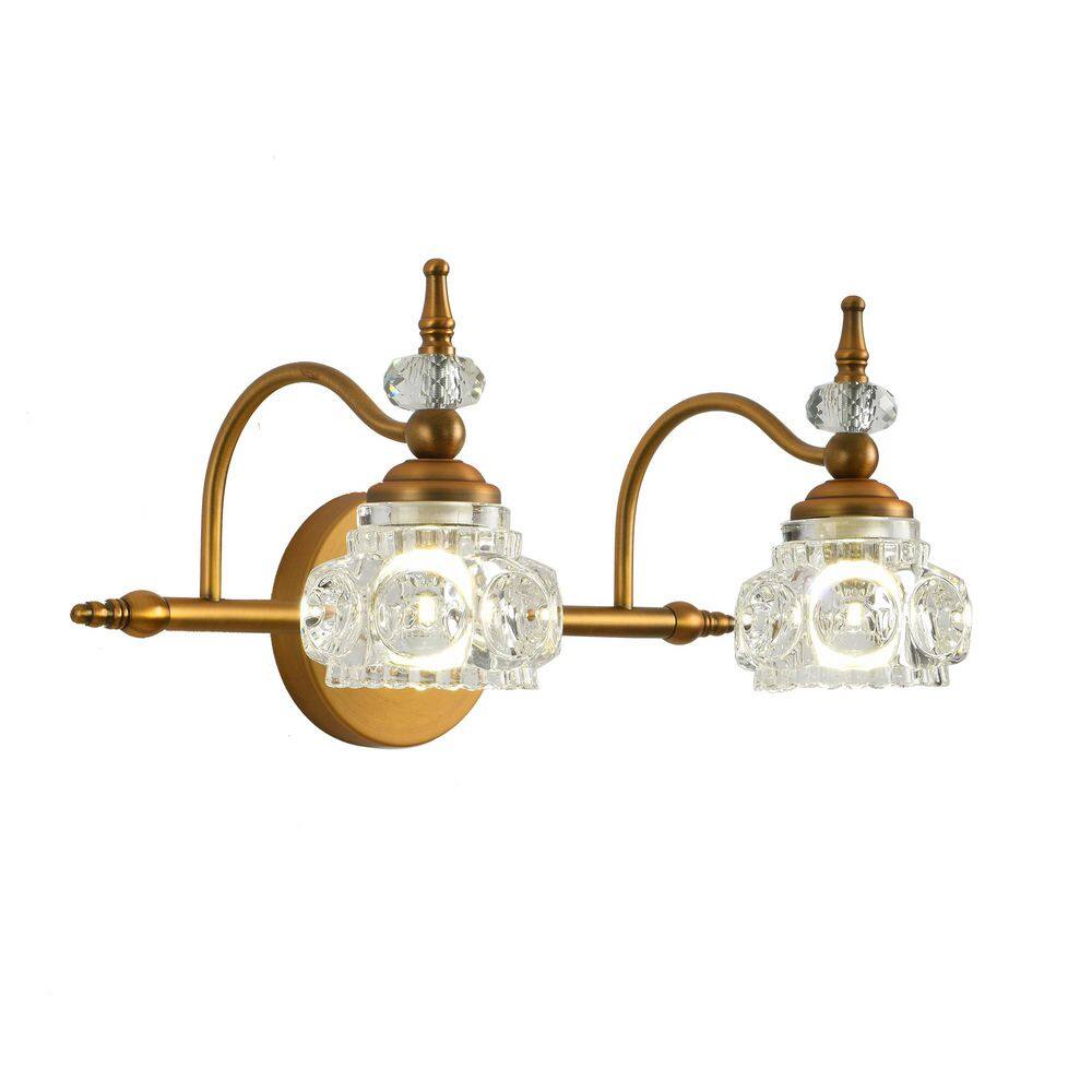 EpochDelight 16 in. 2-Light Vanity Light with Clear Crystal Shades, Gold Iron Finish Vanity Light Fixture for Bathroom price history on PriceWatchPro