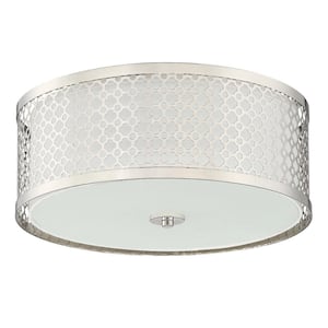 Heartleaf 16 in. 3-Light Polished Nickel Semi-Flush Mount with No Glass Shade and No Bulbs Included (1-Pack)