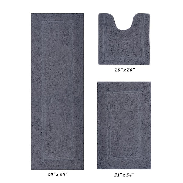 100% Cotton & Quick Dry Bath Rug for Bathroom Floor Mats Grey 60 x 40 CM