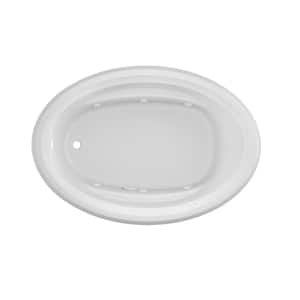 PROJECTA 60 in. x 42 in. Acrylic Left-Hand Drain Oval Drop-In Whirlpool Bathtub with Heater in White