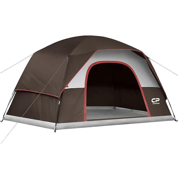 Zeus & Ruta 4/6/8 Person Camping Tents, Waterproof Windproof Family Dome Tent with Rainfly, Large Mesh Windows, Carry Bag, Brown