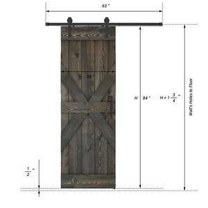 Mid X Series 28 in. x 84 in. Fully Set Up Ebony Finished Pine Wood Sliding Barn Door With Hardware Kit