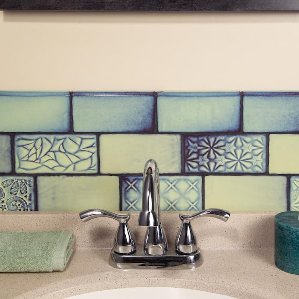 Antic Special Bullnose Agua Marina 3 in. x 6 in. Glossy Ceramic Wall Tile Trim