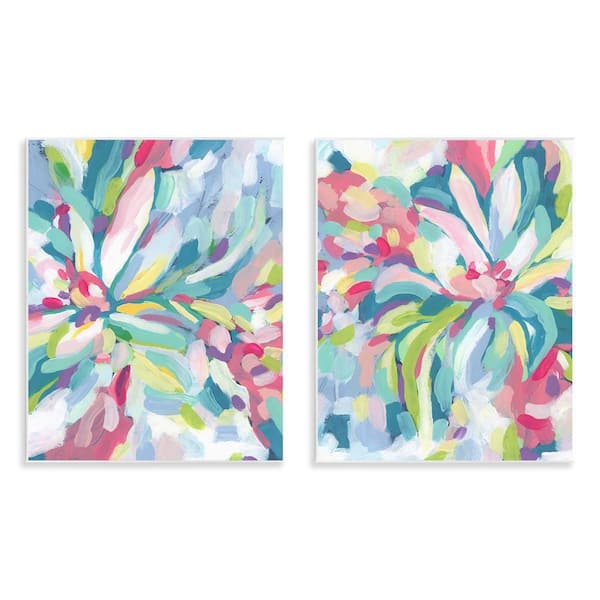 Stupell Industries Pastel Whimsy Flower Pattern by June Erica Vess 2 Pieces Unframed Abstract Graphic Art Print 14 in. x 11 in.