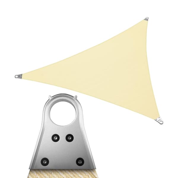 26 ft. x 26 ft. x 26 ft. Beige Triangle Super Ring Sun Shade Sail Canopy Fabric Cloth