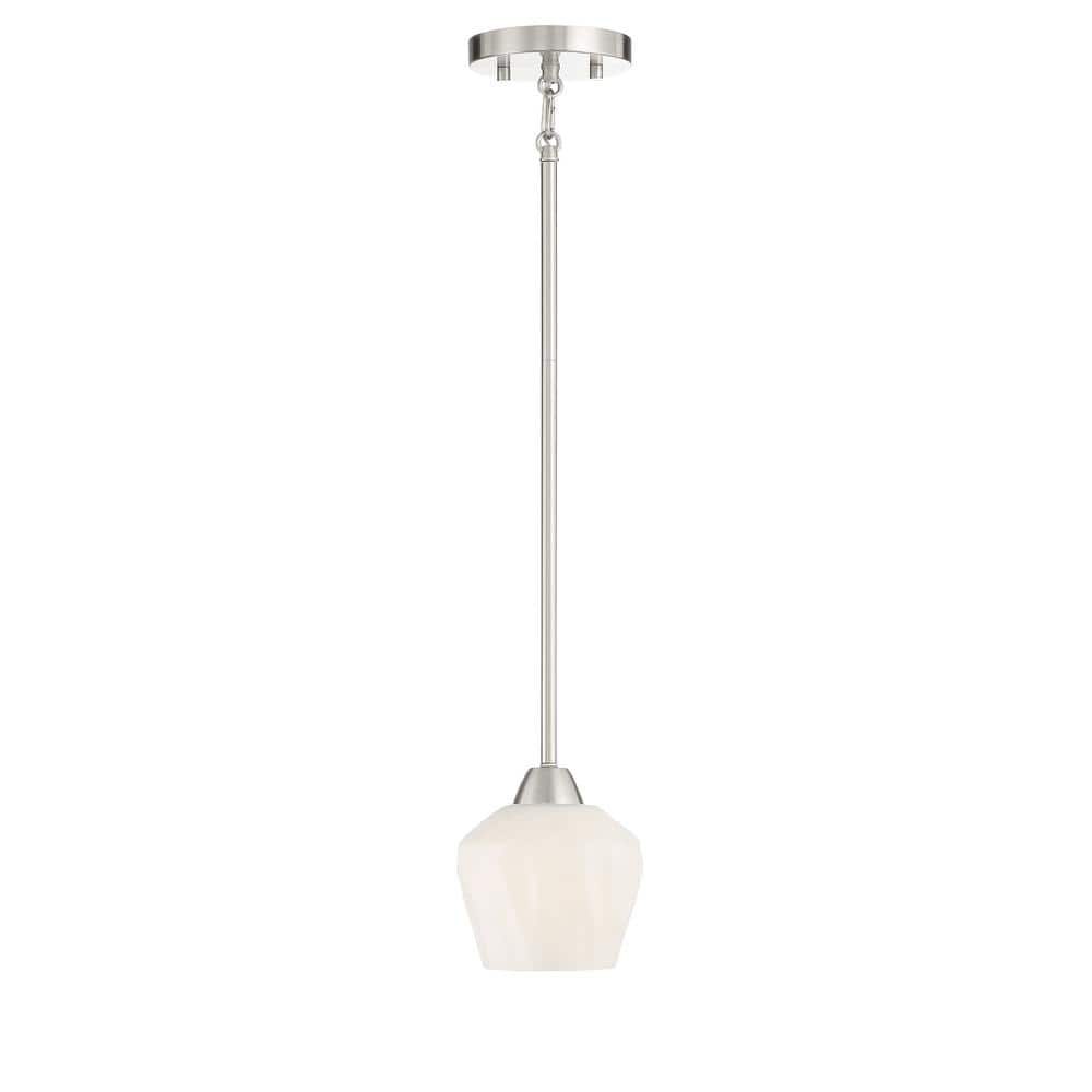 Contemporary Brushed Nickel Mini Pendant Light with Glass Shade
