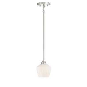 Camrin 1-Light Brushed Nickel Mini-Pendant to Semi-Flush with White Glass Shade