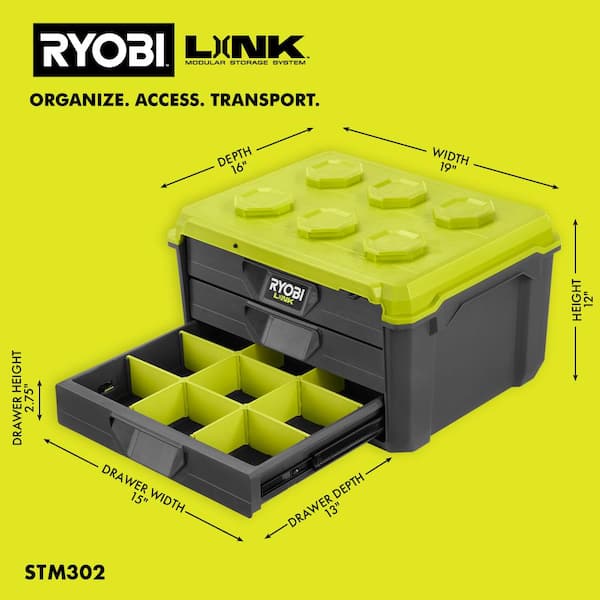 RYOBI LINK Compact 6-Compartment Modular Small Parts Organizer Tool Box,  Gray - Yahoo Shopping