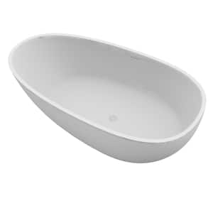 Phi 63 in. Solid Stone Resin Flatbottom Non-Whirlpool Bathtub in Matte White