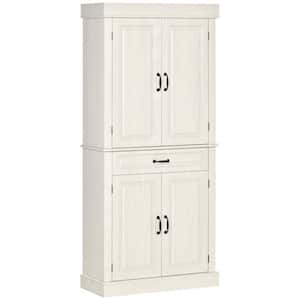 31.50 in. W x 13.75 in. D x 70.75 in. H White Linen Cabinet Kitchen Pantry with 4-Doors and 2 Large Cabinets