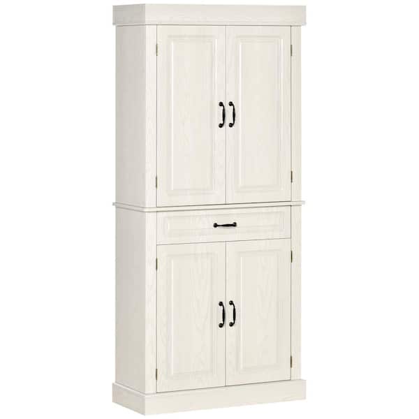 Unbranded 31.50 in. W x 13.75 in. D x 70.75 in. H White Linen Cabinet Kitchen Pantry with 4-Doors and 2 Large Cabinets