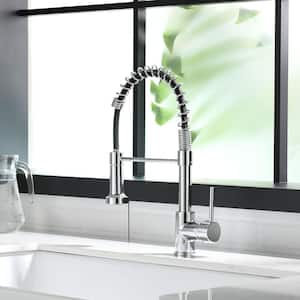 Single-Handle Faucet Pull-Down Sprayer Kitchen Faucet Silver Style
