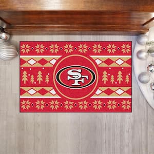 San Francisco 49ers Holiday Sweater Red 1.5 ft. x 2.5 ft. Starter Area Rug