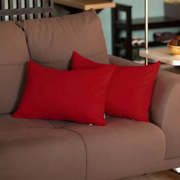 MIKE & Co. NEW YORK Honey Decorative Throw Pillow Cover Solid Color 12 in. x 20 in. Red Lumbar Pillowcase Set of 2