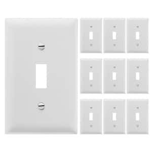 Pass and Seymour 1-Gang 1-Toggle Unbreakable Wall Plate, White (10-Pack)