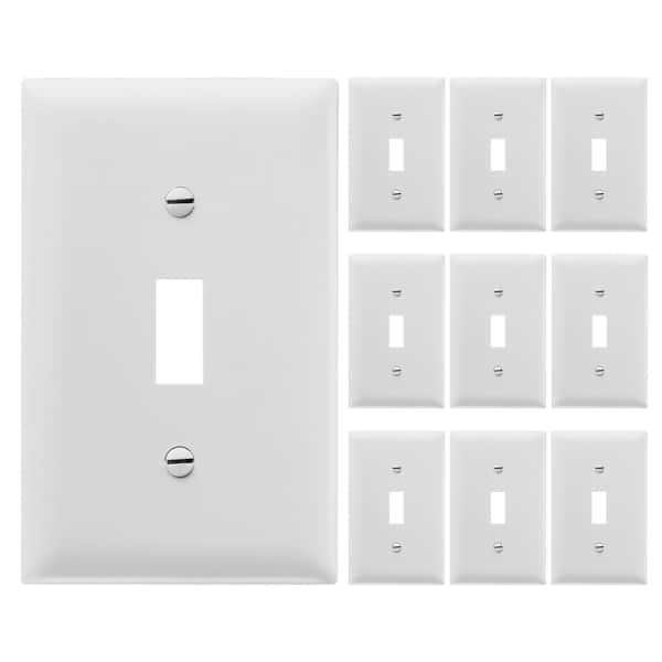 Legrand Pass and Seymour 1-Gang 1-Toggle Unbreakable Wall Plate, White (10-Pack)