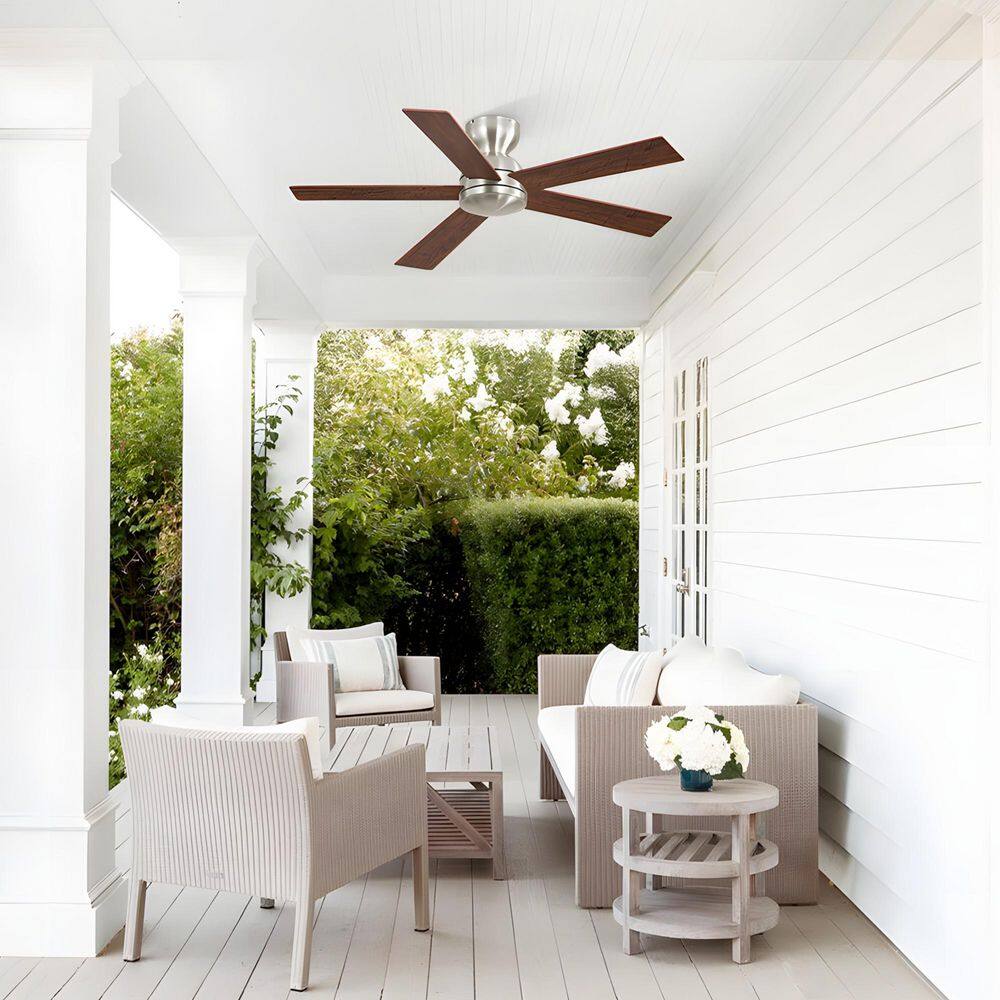 42 in. Flush Mount Indoor/Outdoor Nickel 6-Speed Quiet Standard Ceiling Fan No Lights with Remote Control for Bedroom price history on PriceWatchPro