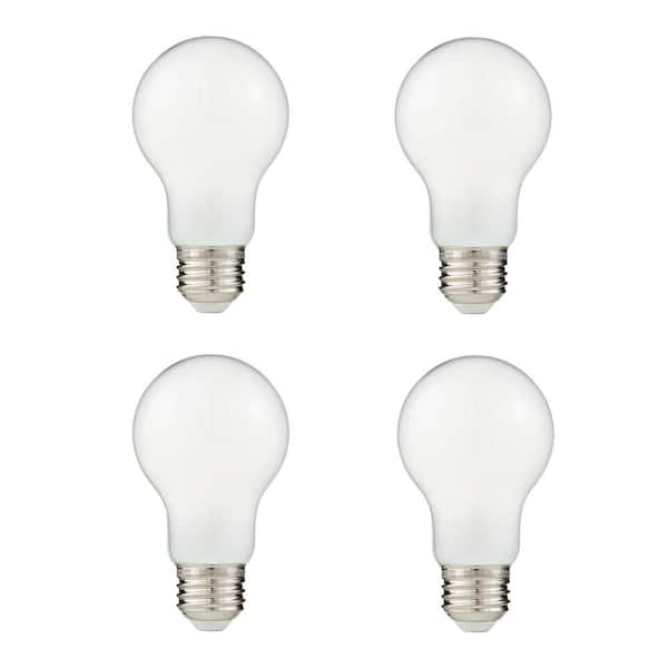 100-Watt Equivalent A19 Frosted Glass Energy Star Dimmable E26 Base LED Light Bulb True White (4-Pack)