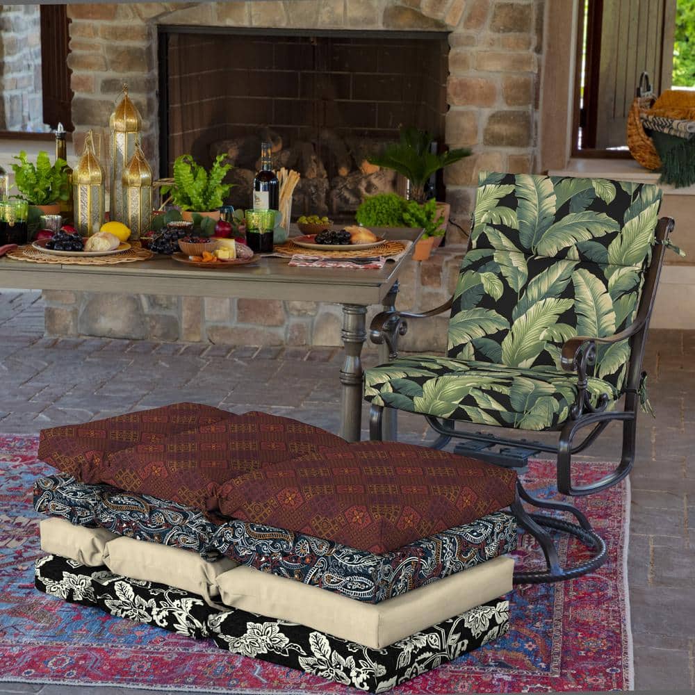 Onyx Cebu Tropical Leaf Pattern Outdoor Dining Chair Cushion