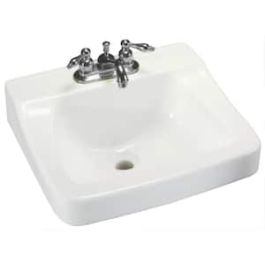19.29 in Aragon Wall-Mounted Rectangular Bathroom Sink in White