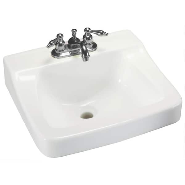 Glacier Bay Aragon Wall Mounted Bathroom Sink In White 13 0010 Ada The Home Depot - Small Wall Mounted Sinks For Bathrooms