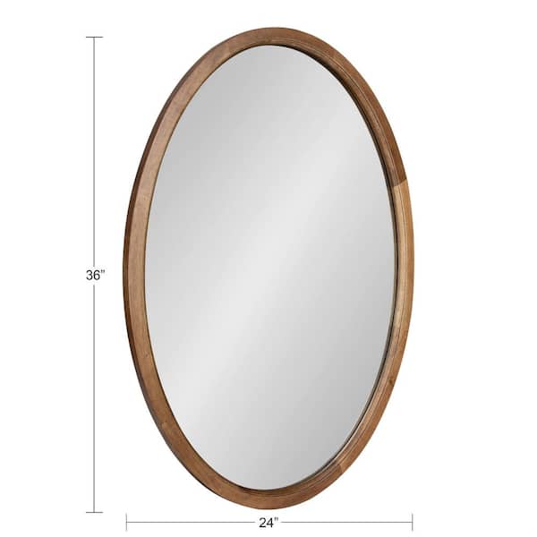 Hogan 24 in. x 36 in. Classic Oval Framed Rustic Brown Wall Accent Mirror