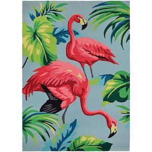 Couristan Covington Flamingos Multi 8 ft. x 8 ft. Round Indoor/Outdoor ...