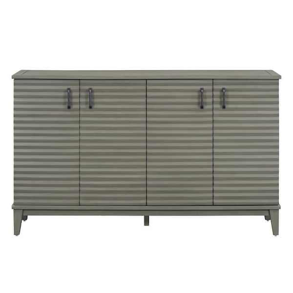 COWLOWN 60 in. W x 18 in. D x 36 in. H Antique Gray Linen Cabinet with 4-Door, Adjustable Shelves and Metal Handles