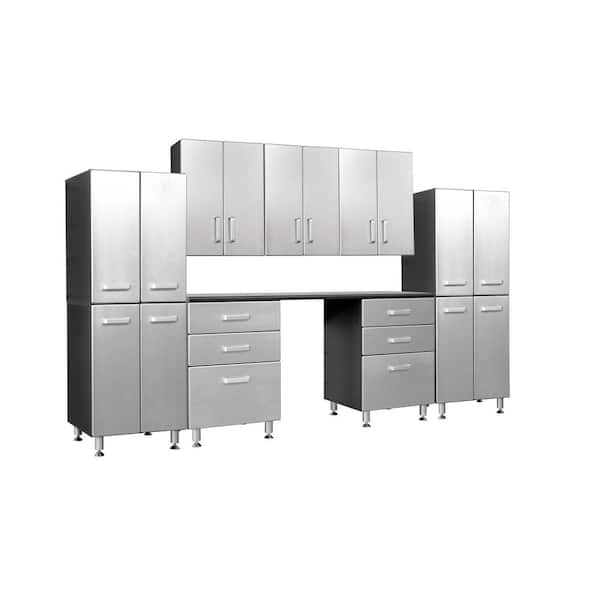 Tuff Stor Metallic Series 90 in. H x 118 in. W x 21 in. D 10-Piece with 6-Drawer, Two 4-Door Towers, Overhead Cabinet