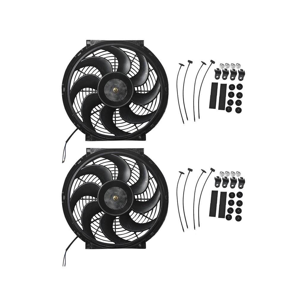 14 in. Universal Slim Push Pull Radiator Cooling Fan (2-Pack)