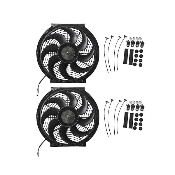 Adrinfly 14 in. Universal Slim Push Pull Radiator Cooling Fan (2-Pack)