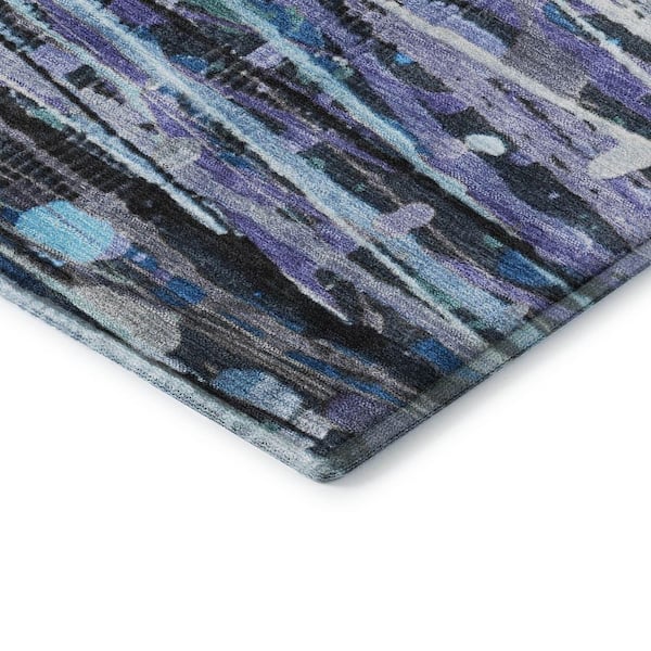Mayfield Premium Machine Washable Abstract AMF2126 Purple 8 ft. x 8 ft. Round Rug
