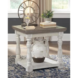 Havalance 26 in. Gray/White Rectangle MDF End Table with Lower Shelf