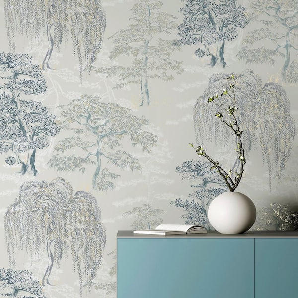 Midori Grey Trees Wallpaper