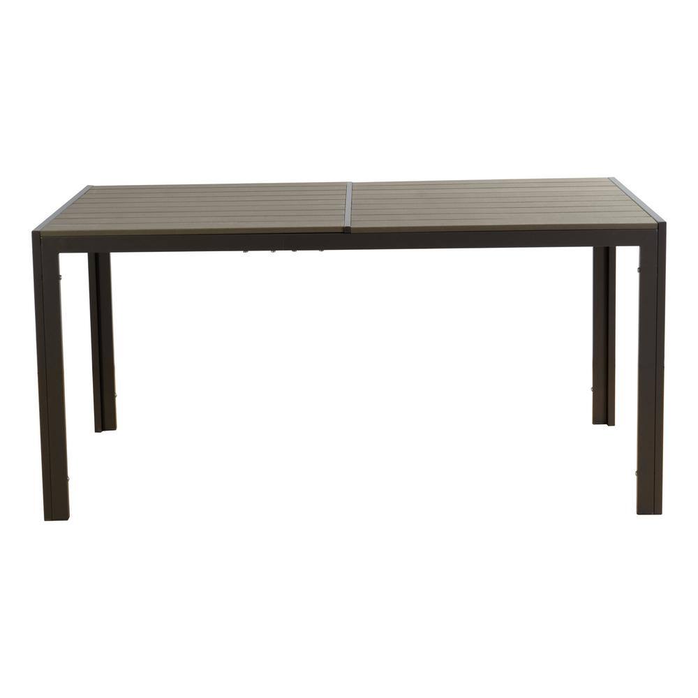 KOZYARD Coolmen Gray Rectangle Metal Outdoor Dining Table with Powder