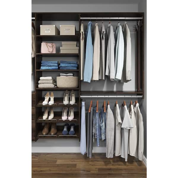 Closet Evolution Ultimate 60 in. W - 96 in. W Espresso Wood Closet System  TR19 - The Home Depot