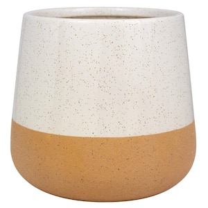 8 in. Marcy White and Terracotta Ceramic Planter