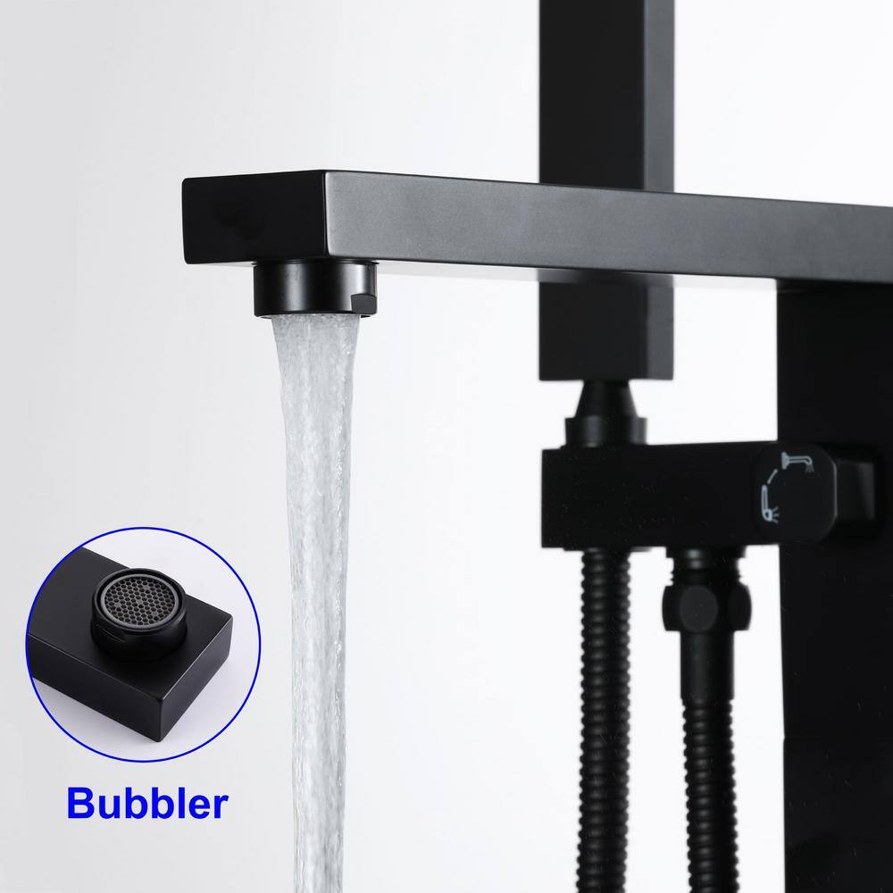 Matte Black Brass Freestanding Tub Faucet with Hand Shower