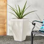 22.75 in. H Oversized Eco-Friendly PE White Faux Ceramic Fluted Tapered Tall Pot Planter (2-Pack)