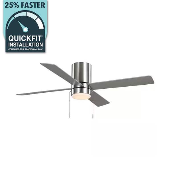Scenic 52 in. Integrated LED Indoor Brushed Nickel Hugger Ceiling Fan with Reversible Motor & Reversible Blades Included