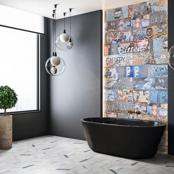 Matter Hex Canvas Bone Blue 7-7/8 in. x 9 in. Porcelain Floor and Wall Tile (3.8 sq. ft./Case)