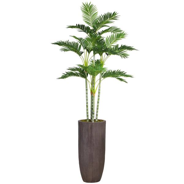 VINTAGE HOME 7 .33 ft. Tall Artificial Faux Real Touch Palm Tree and Fiber stone Planter
