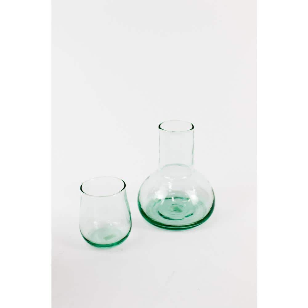 2-Piece Clear Recycled Glass Carafe and Drinking Glass
