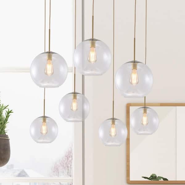 HUOKU 7-Light Vintage Gold Cluster, Cylinder, Linear