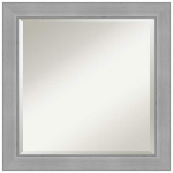 Amanti Art Vista Brushed Nickel 24.25 in. H x 24.25 in. W Framed Wall Mirror