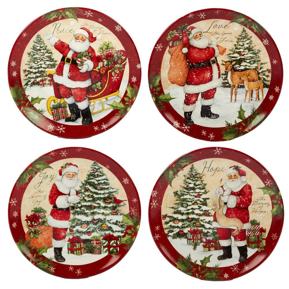 Details about   4 Susan Winget Certified International 8" Plates Holiday Folk Angel Pattern 