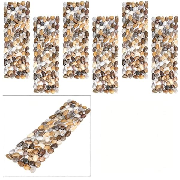 16 in. x 5.5 in. River Rock Stepping Stones Polished Natural 6-Piece