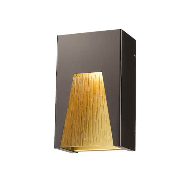 Unbranded Millenial 12 W 10 in. Bronze Gold Integrated LED Aluminum Hardwired Outdoor Weather Resistant Wall Sconce Light