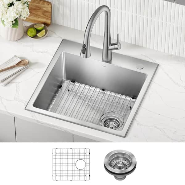 Fairlane 22 Drop In / Top Mount Single Bowl 18-Gauge Stainless Steel Kitchen Sink
