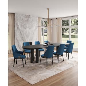 Kara Modern Blue Velvet Upholstered Dining Chairs (Set of 8)